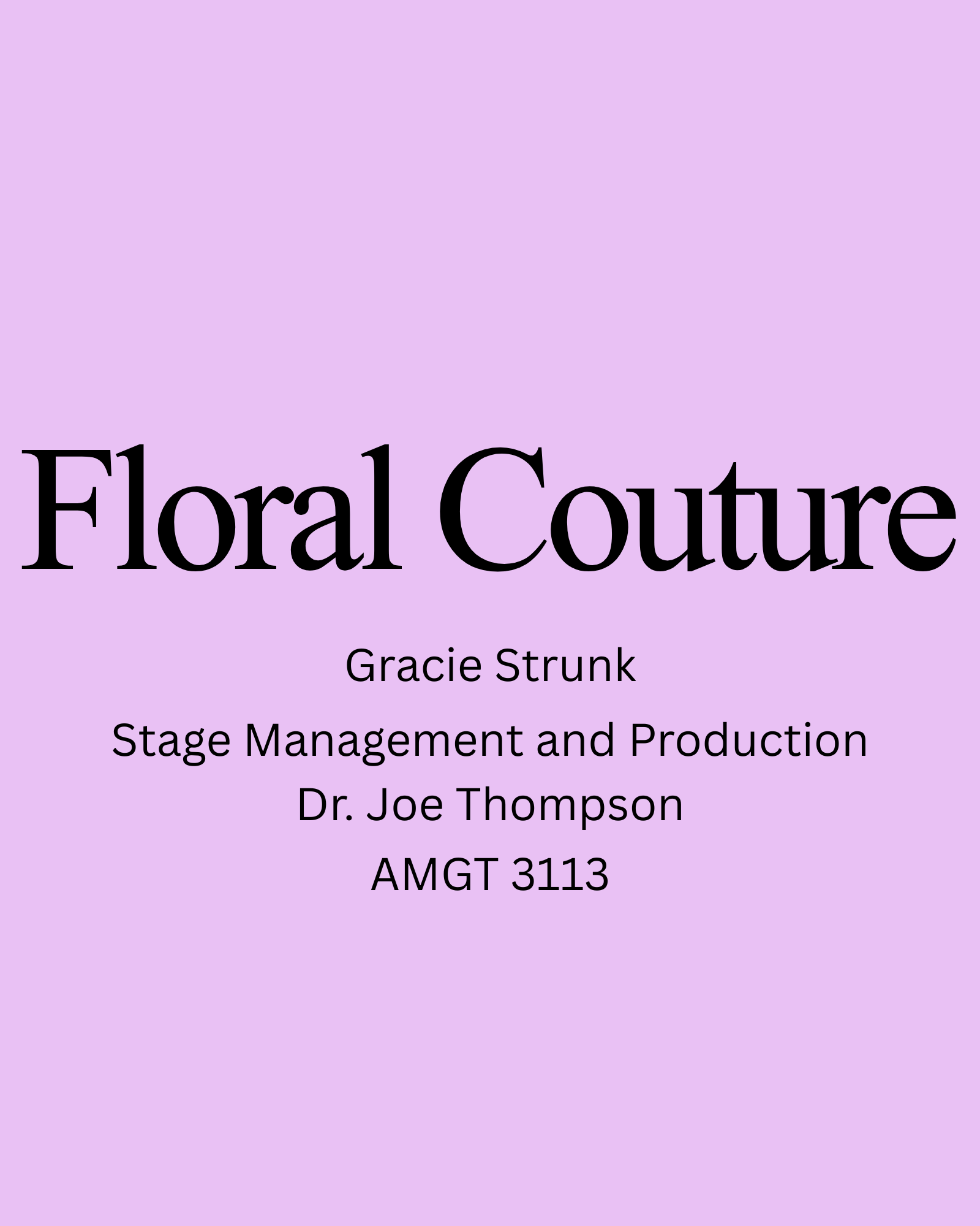 Stage Management and Production Project
