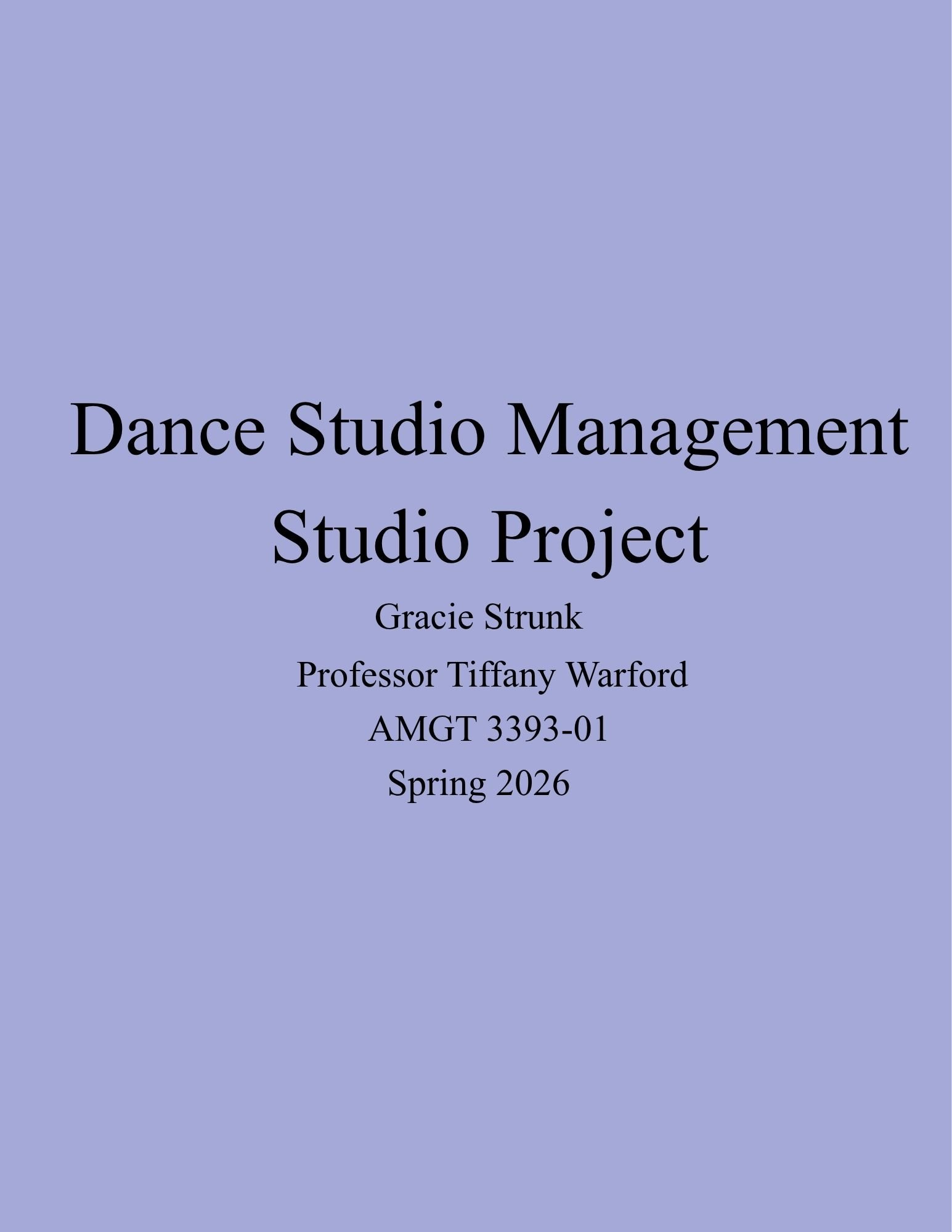 Dance Studio Management Project