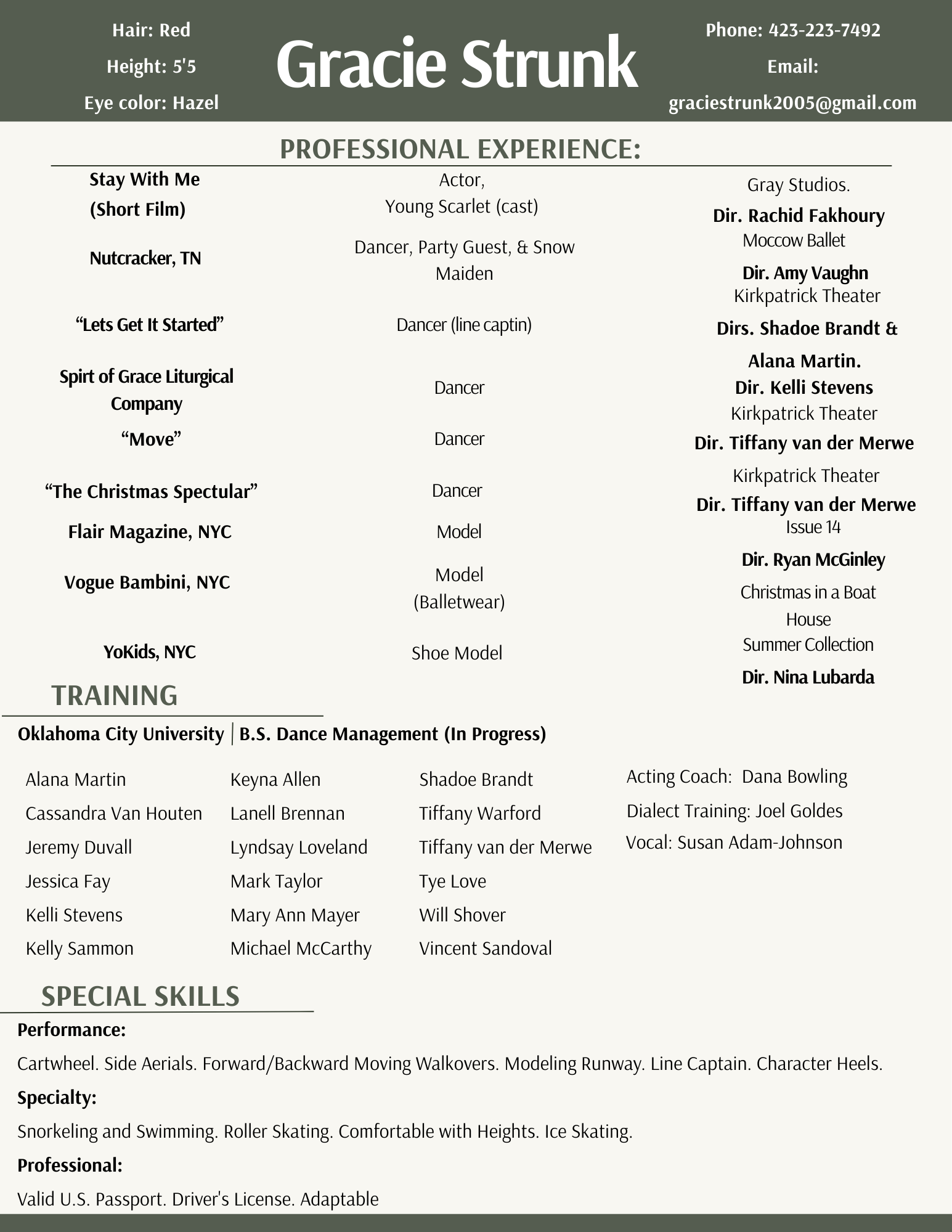 Performance Resume