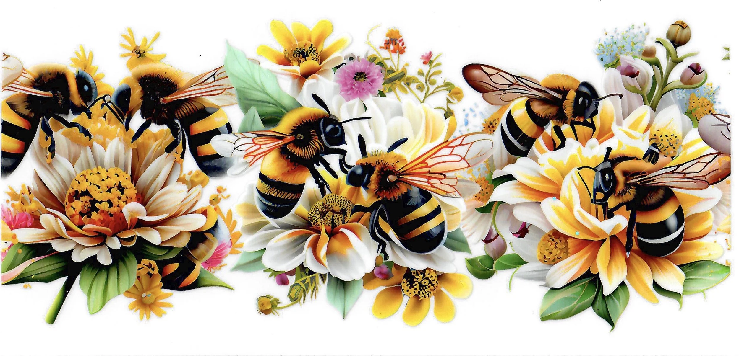 Pollinator Bee Tumbler Wrap | UV DTF 16oz 20oz