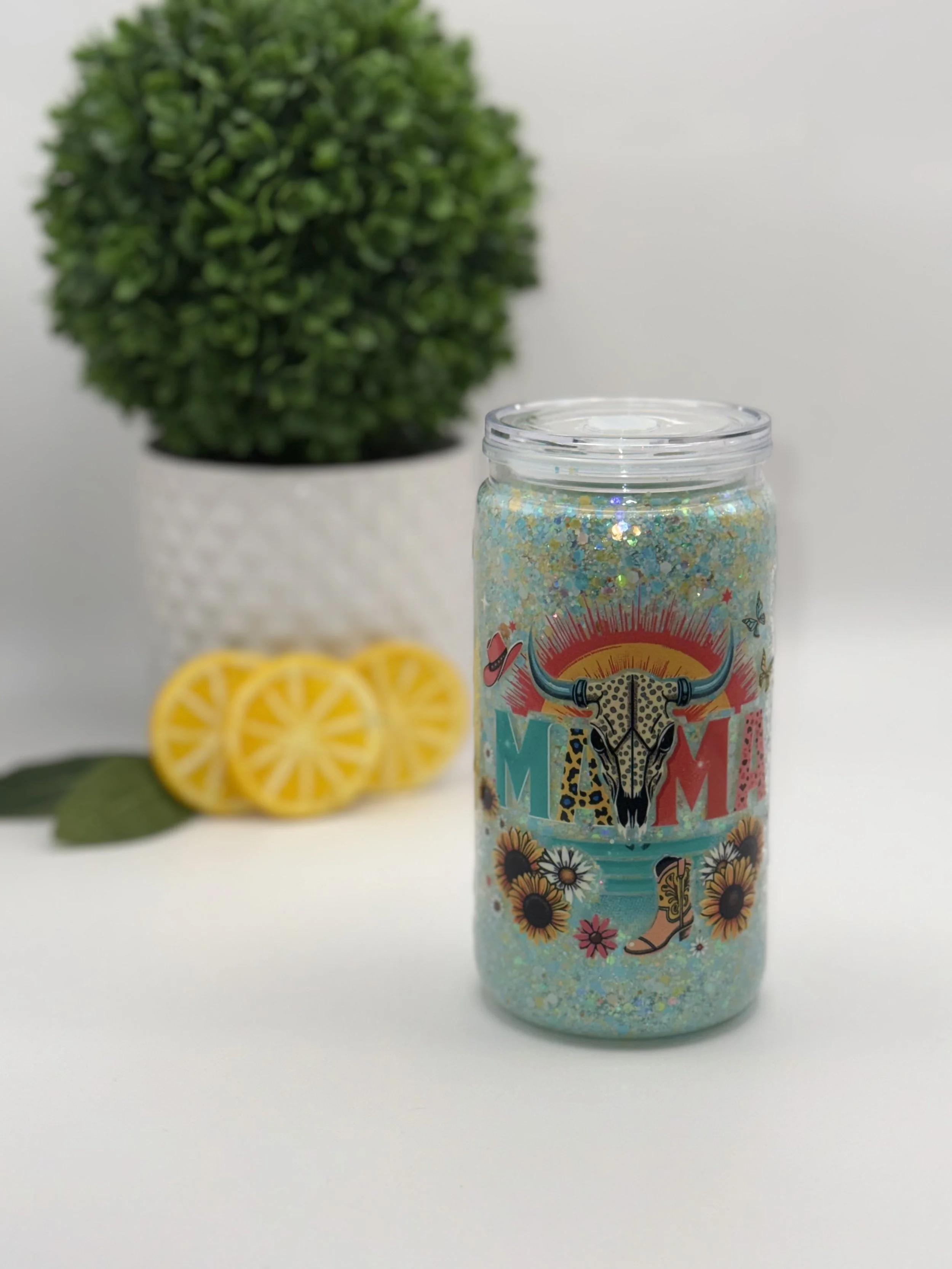 Western Mama Longhorn – 16 oz Acrylic