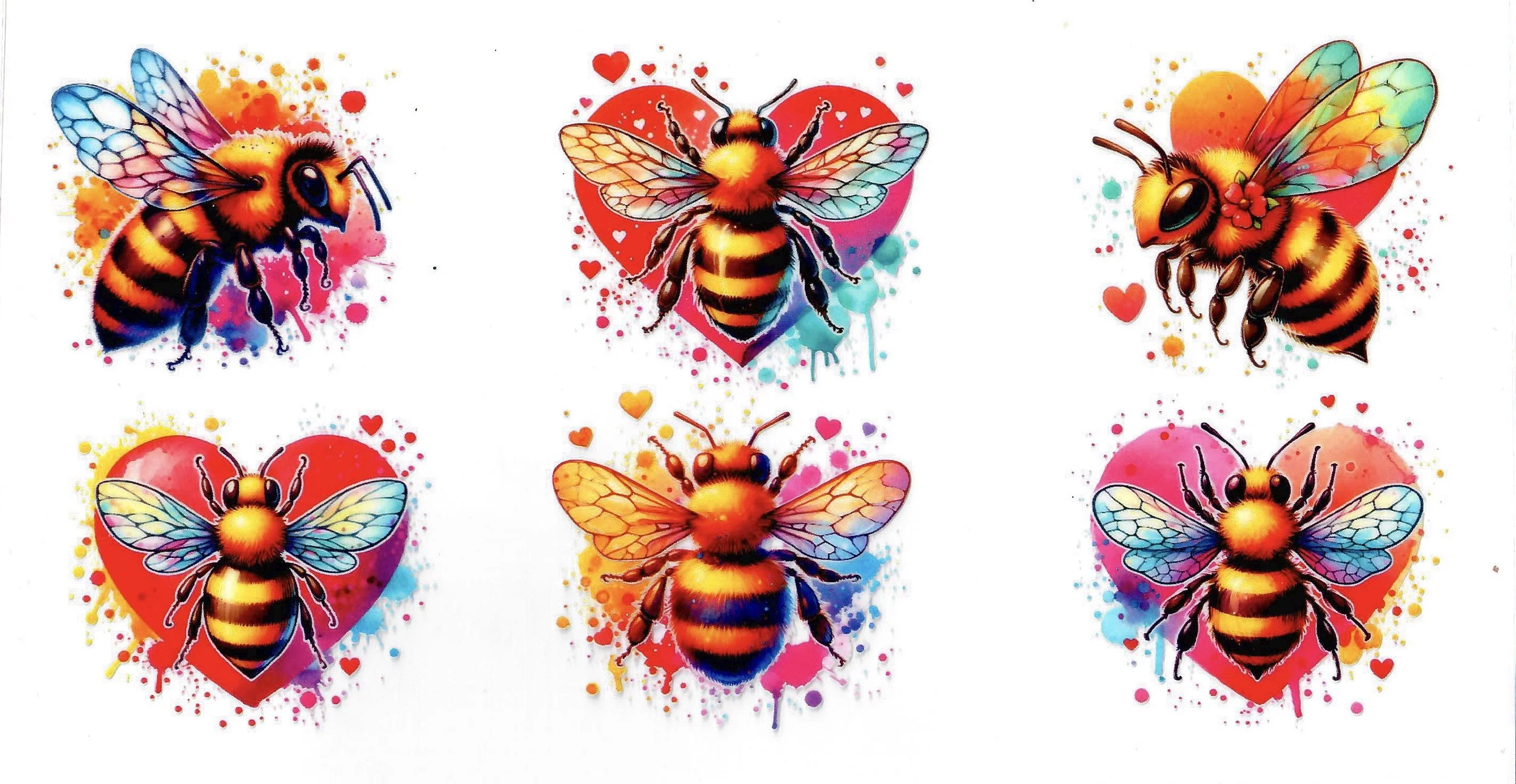 Bee Heart Tumbler Wrap | UV DTF 16oz 20oz