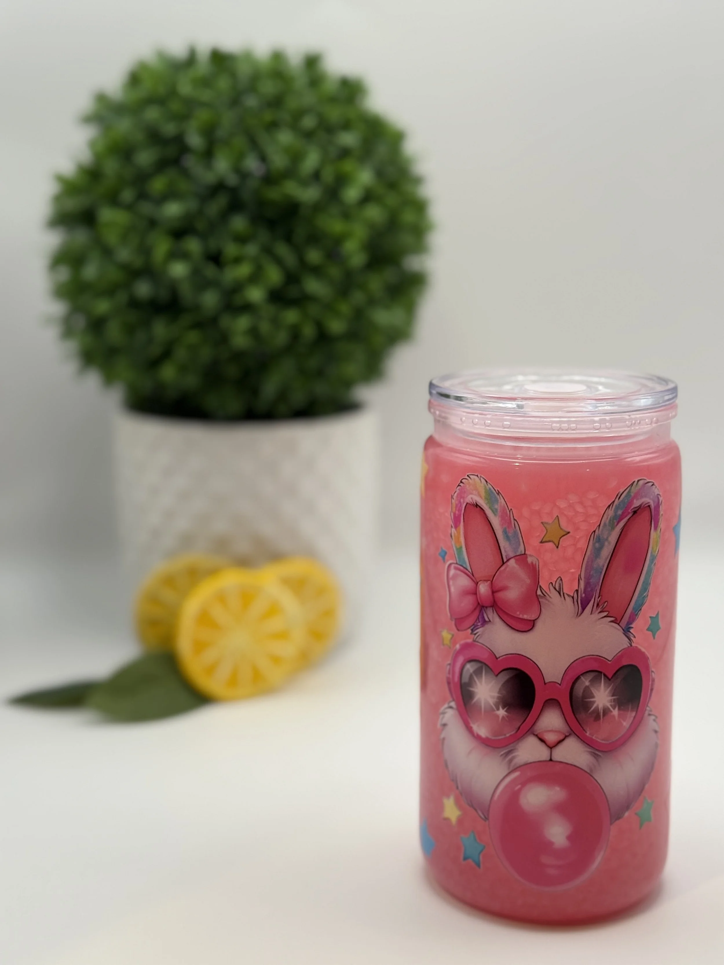 Pink Bunny Bubble Tumbler – 16 oz Acrylic