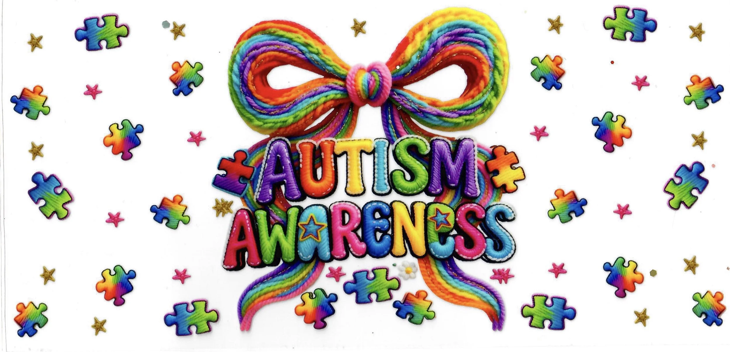 Autism Bow Tumbler Wrap | UV DTF 16oz 20oz