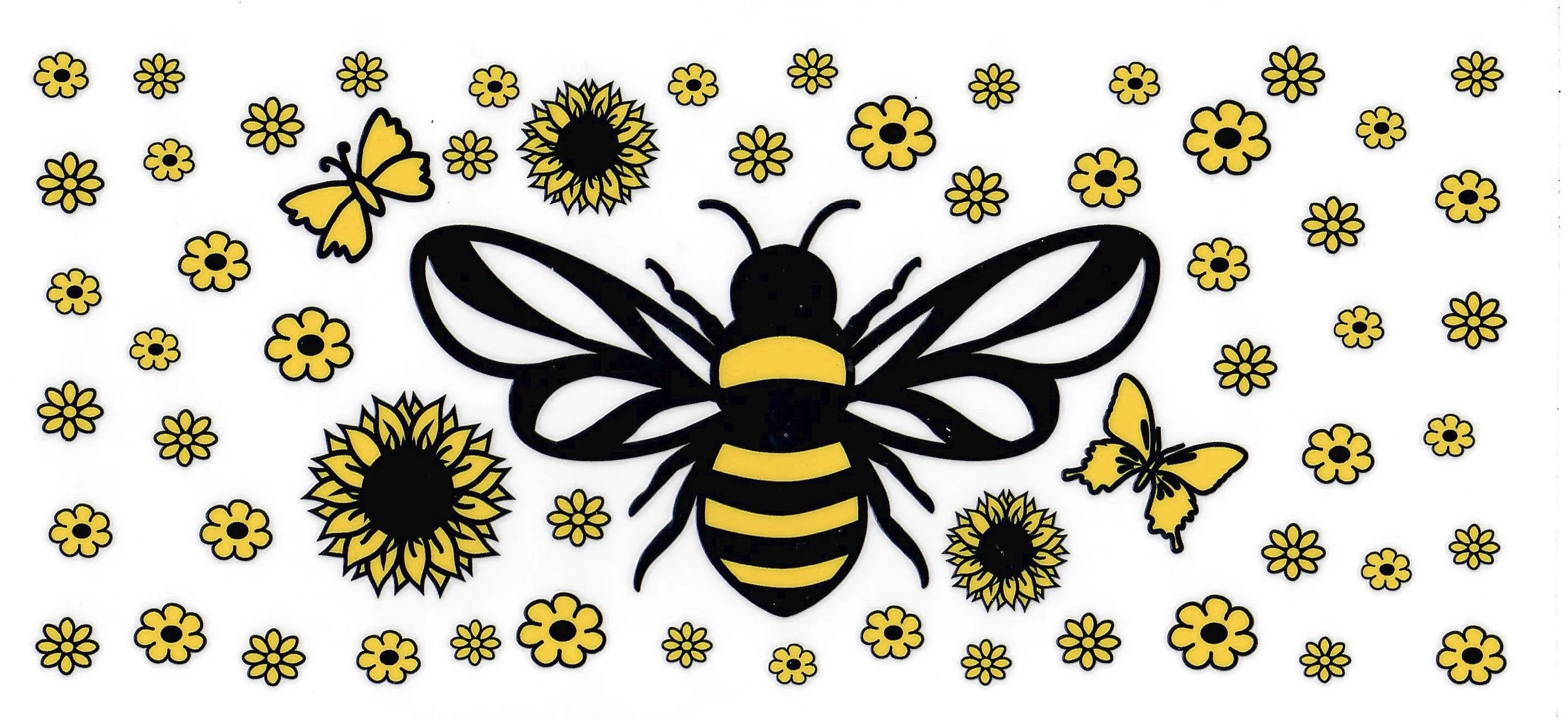Sunflower Bee Tumbler Wrap | UV DTF 16oz 20oz