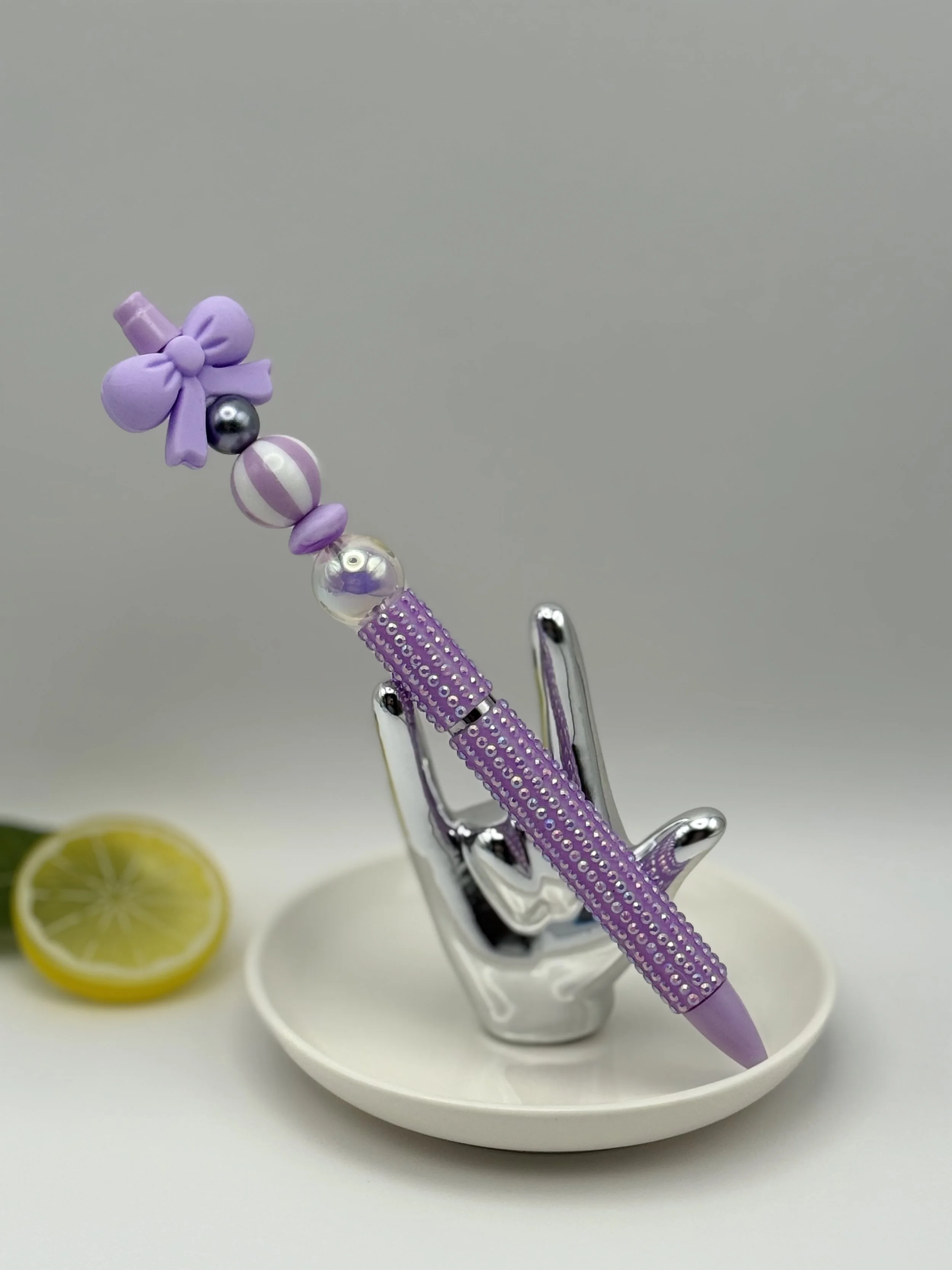 Purple Bow & Diamonds - Black Ink