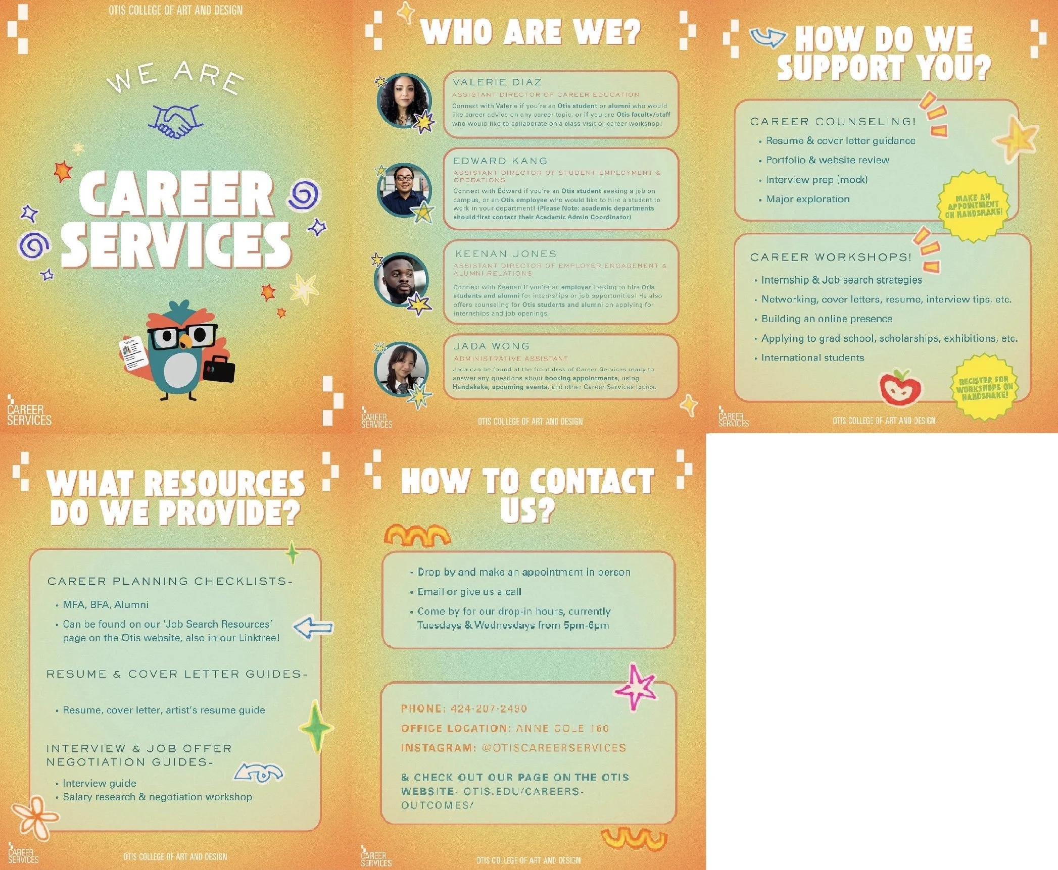 Instagram carousel for Career Services at Otis College, Canva, 2026