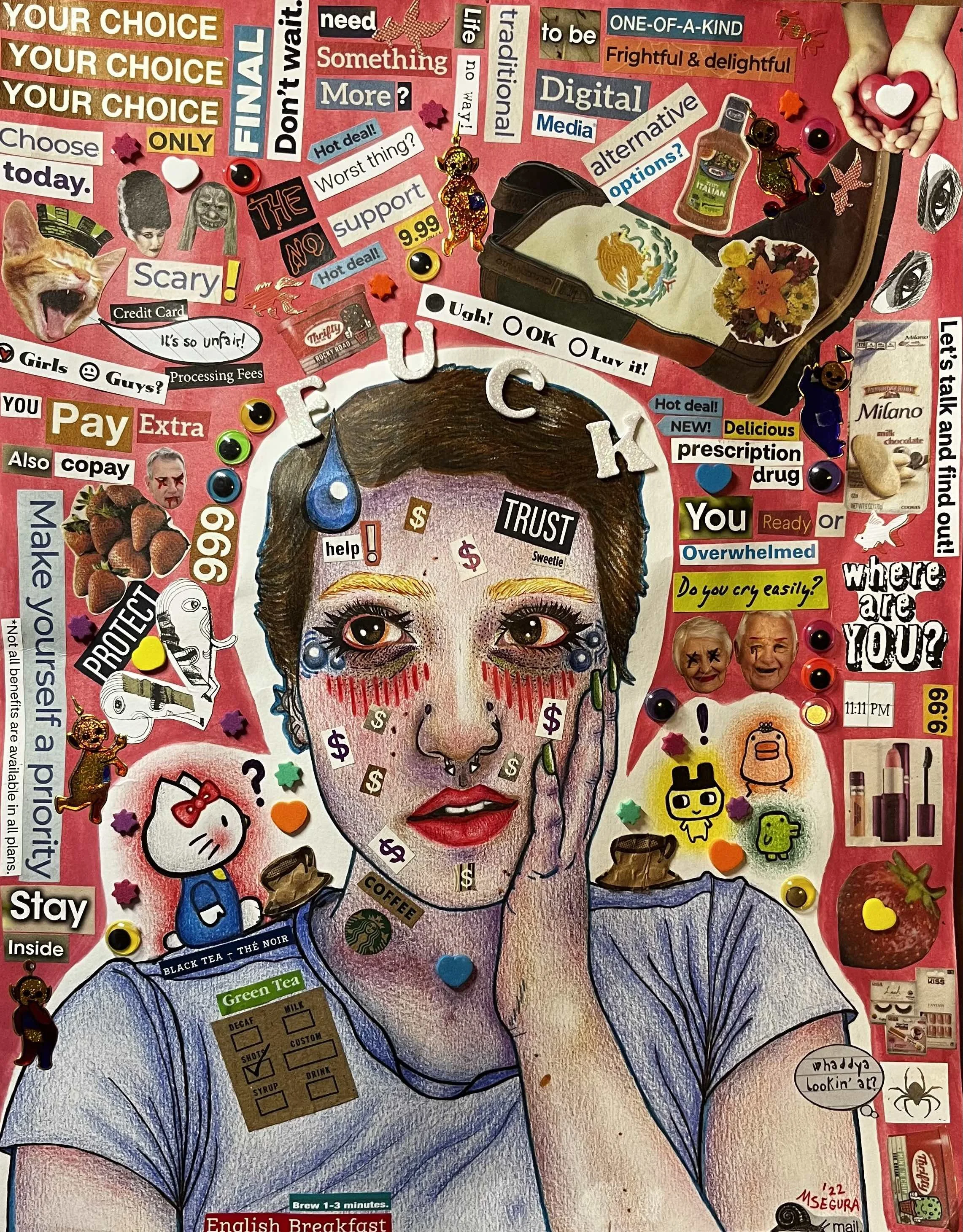 'Overwhelming', mixed media (collage), 2022