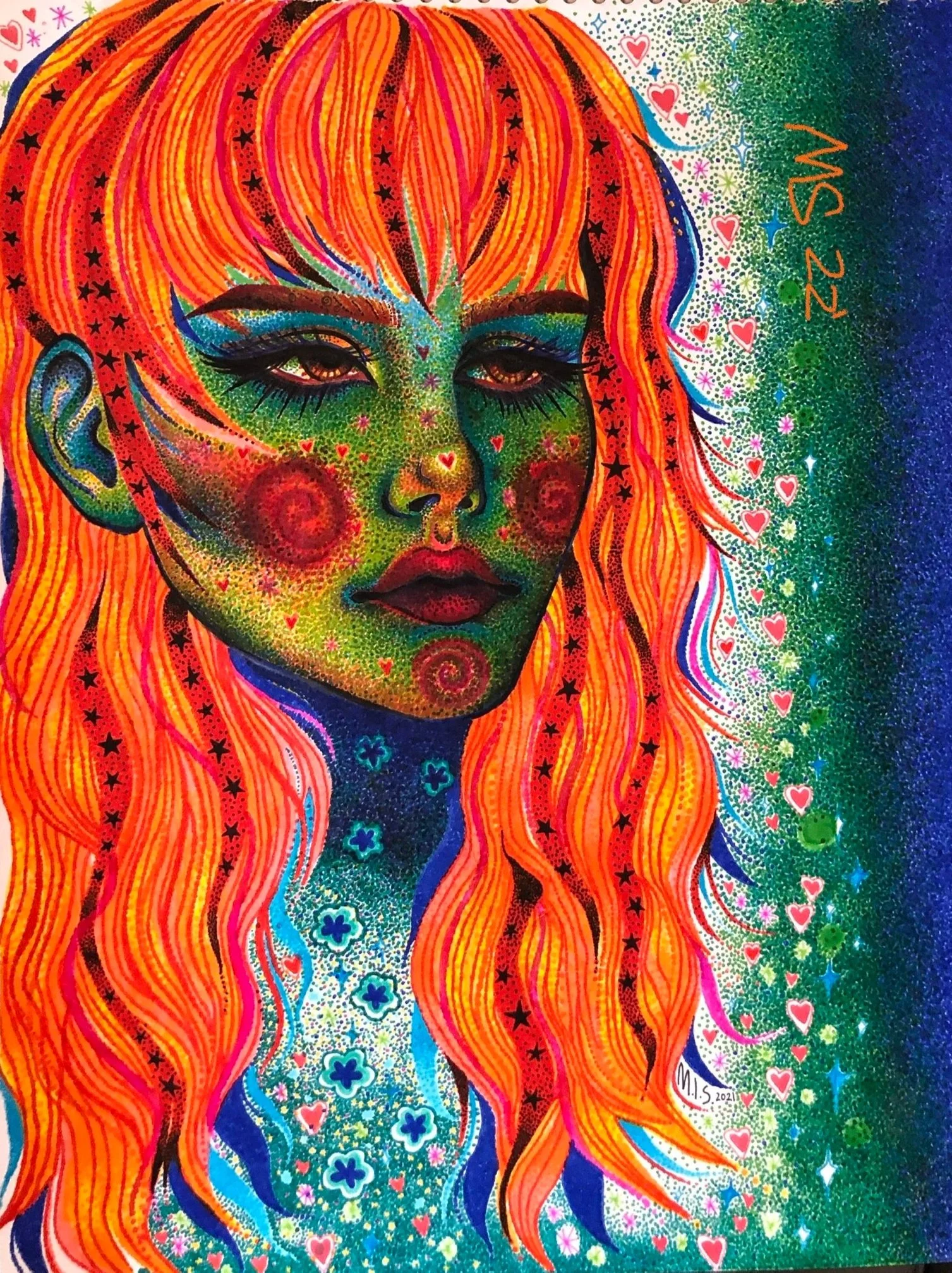 'Electric', colored pens, graphite, 2022