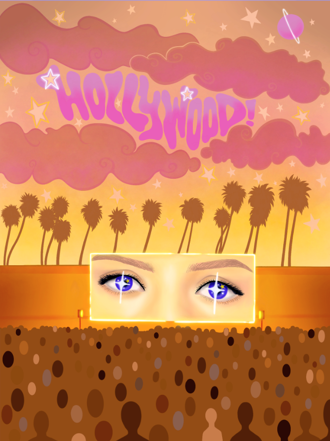 'Hollywood' neighborhood drawing, Procreate, 2025