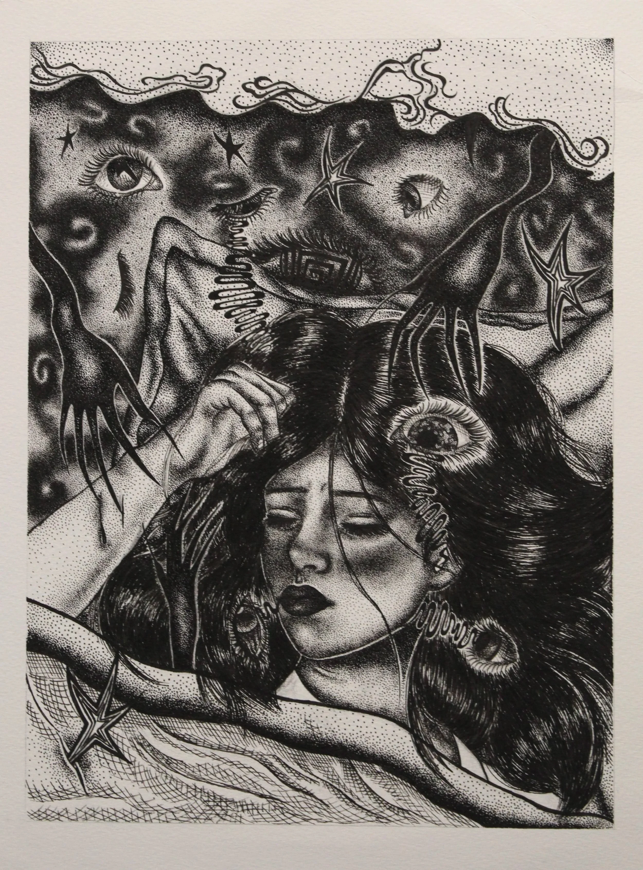 'Nightmares', Micron pens, graphite, 2025