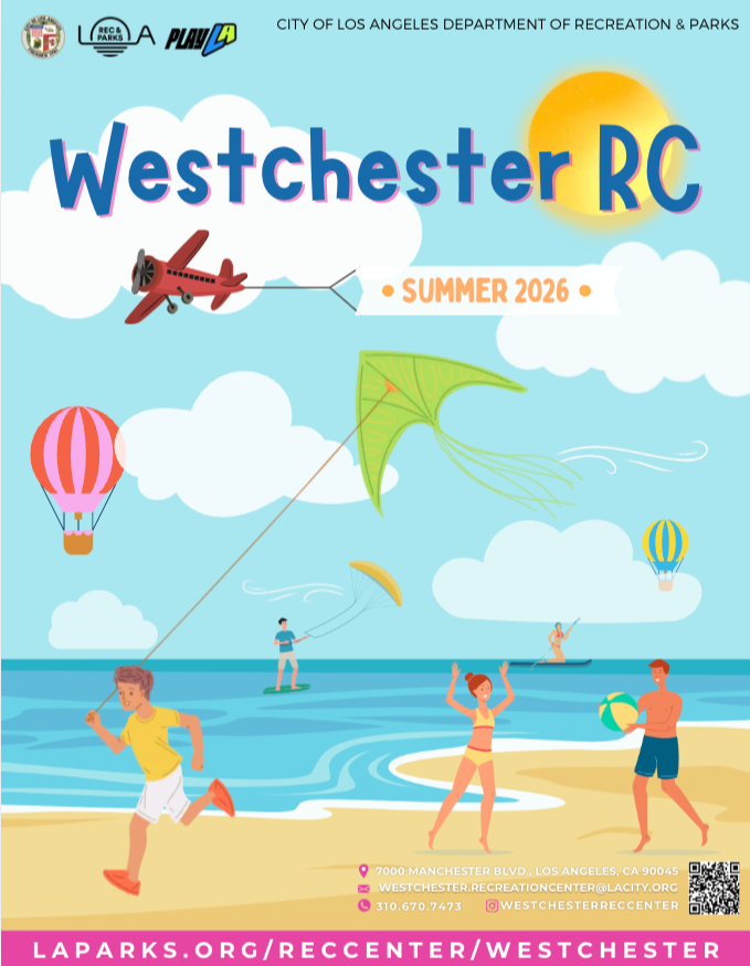 Summer brochure cover design for Westchester Rec Center, Canva, 2026