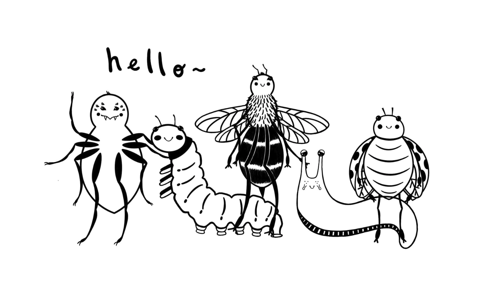 Bug friends screenprint sketch, Procreate, 2026