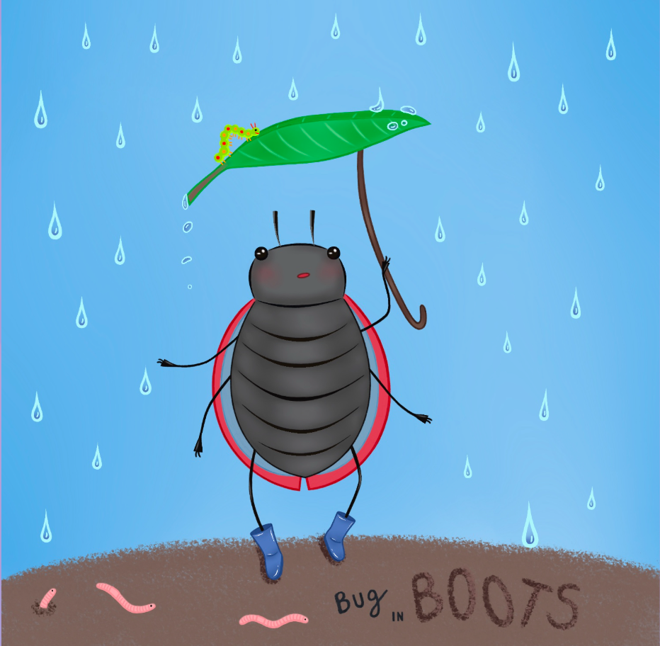 'Bug in Boots' short story cover, Procreate, 2025