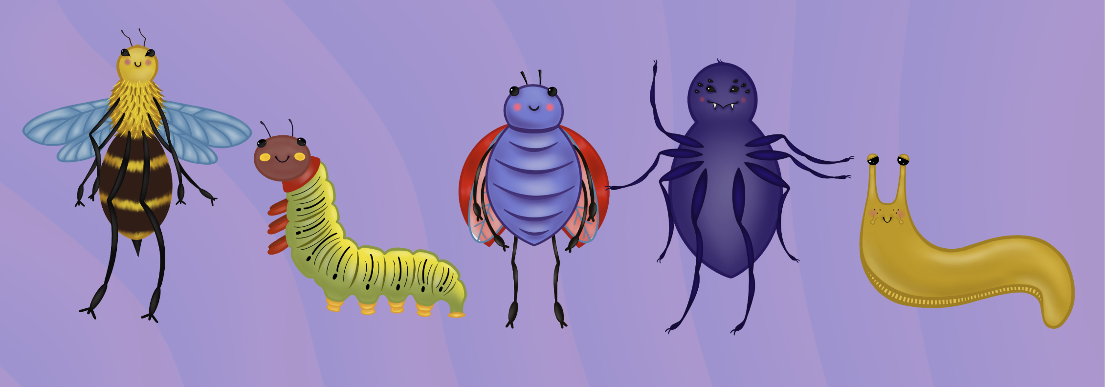 Bug Friends character designs, Procreate, 2026