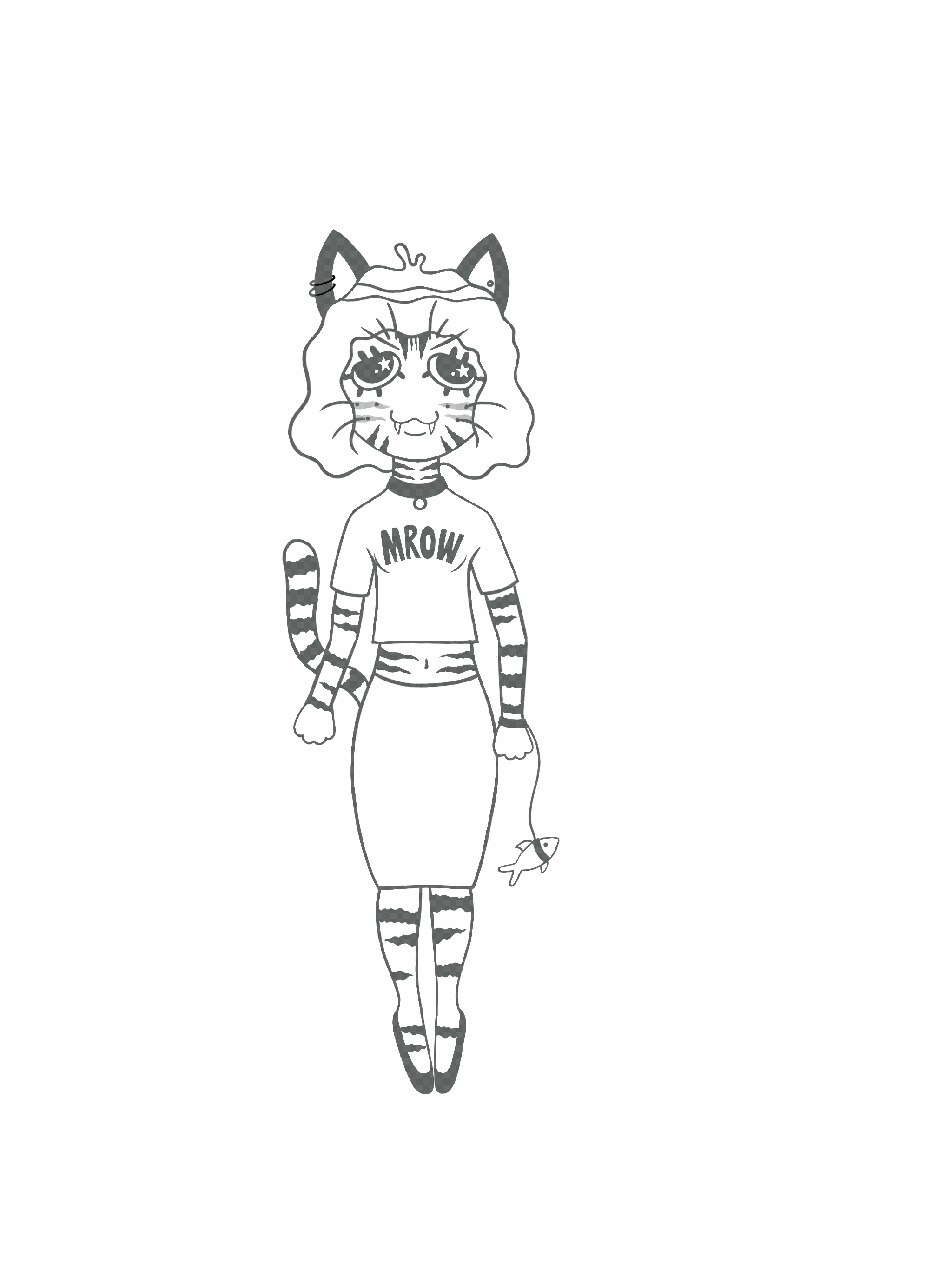 'Cat girl' turn-around sketch, 2024