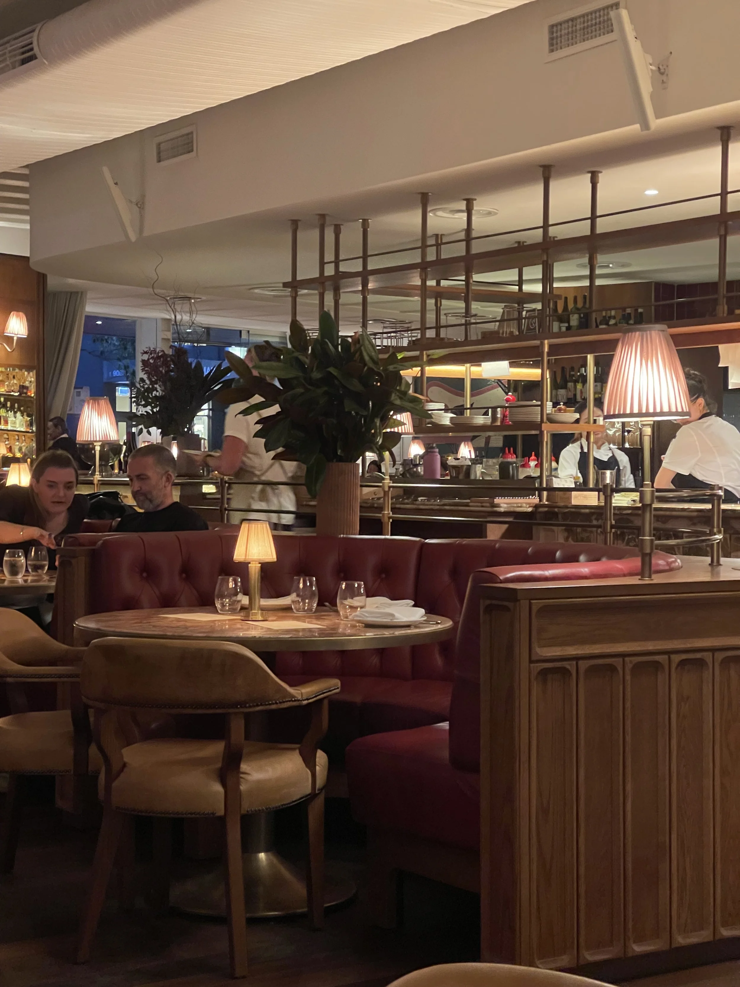 Leather Dining Booth, Small Oak Tables