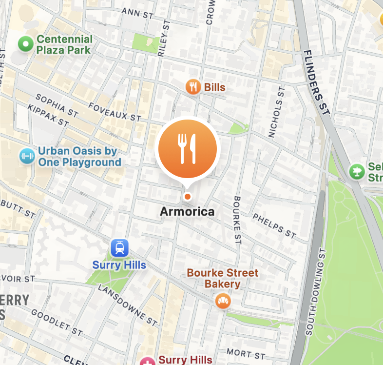 Location Map Amorica Surry Hills