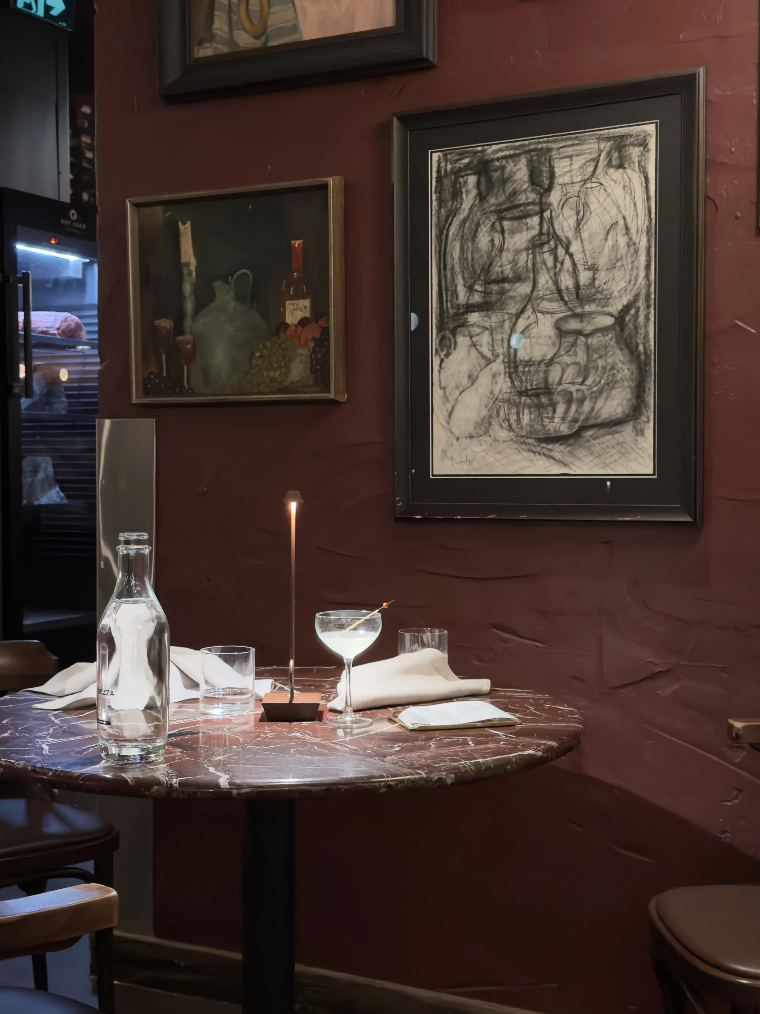 Chophouse interior and martini