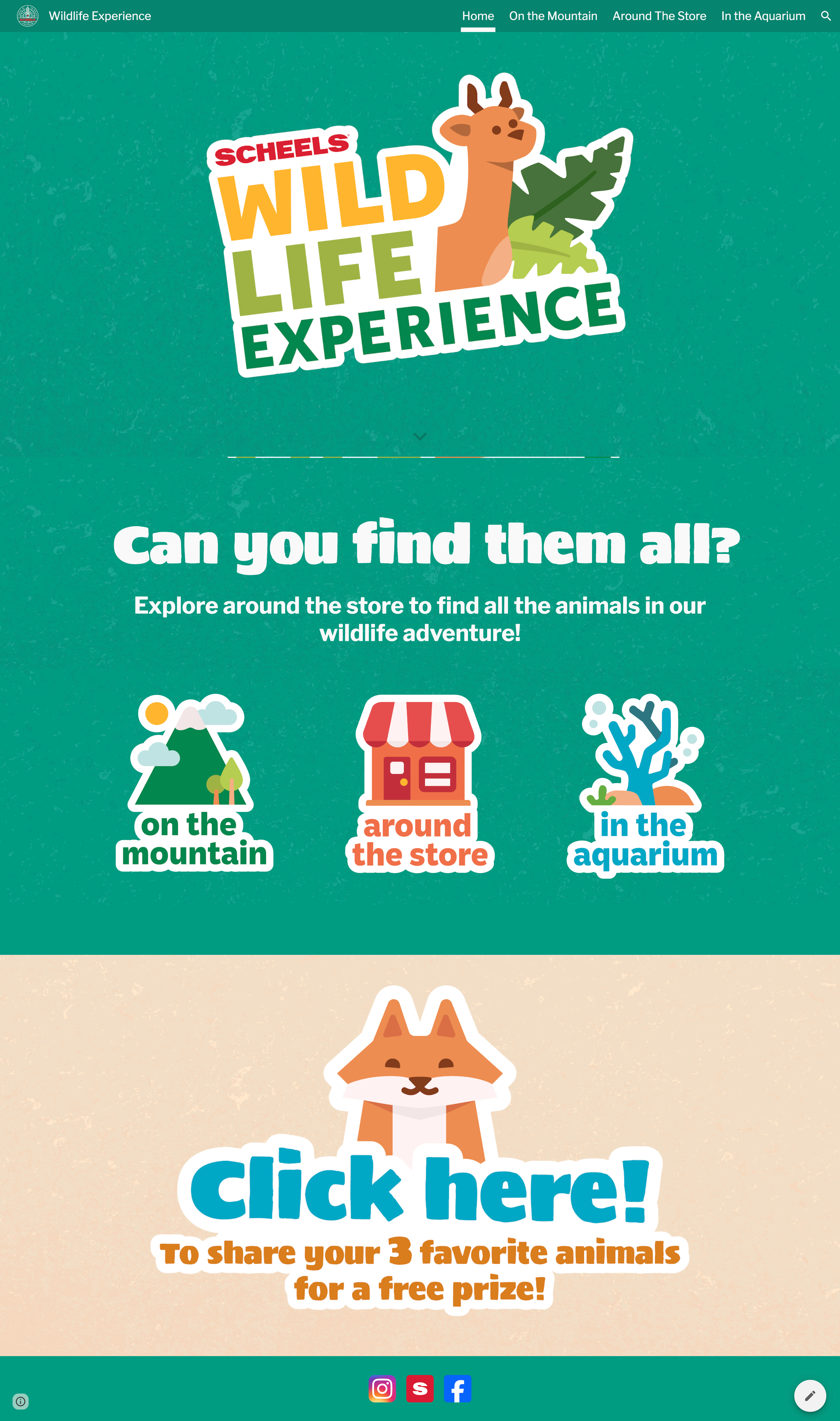 Homepage view of the Lincoln. Scheels Wild Life Experience website
