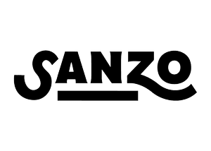 The word 'SANZO' in stylized black and white text with a horizontal line underneath.