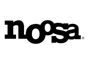 Black and white logo with the word "noosa" in stylized lowercase letters.