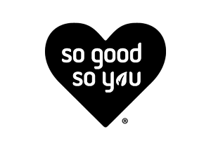 A black background with a white heart outline containing the text 'so good so you' inside.