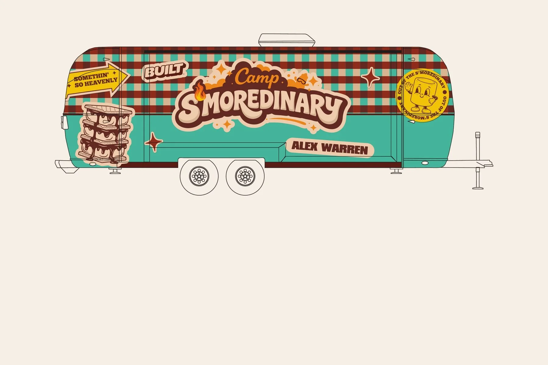 Built x Alex Warren Camp S'moredinary Airstream wrap design