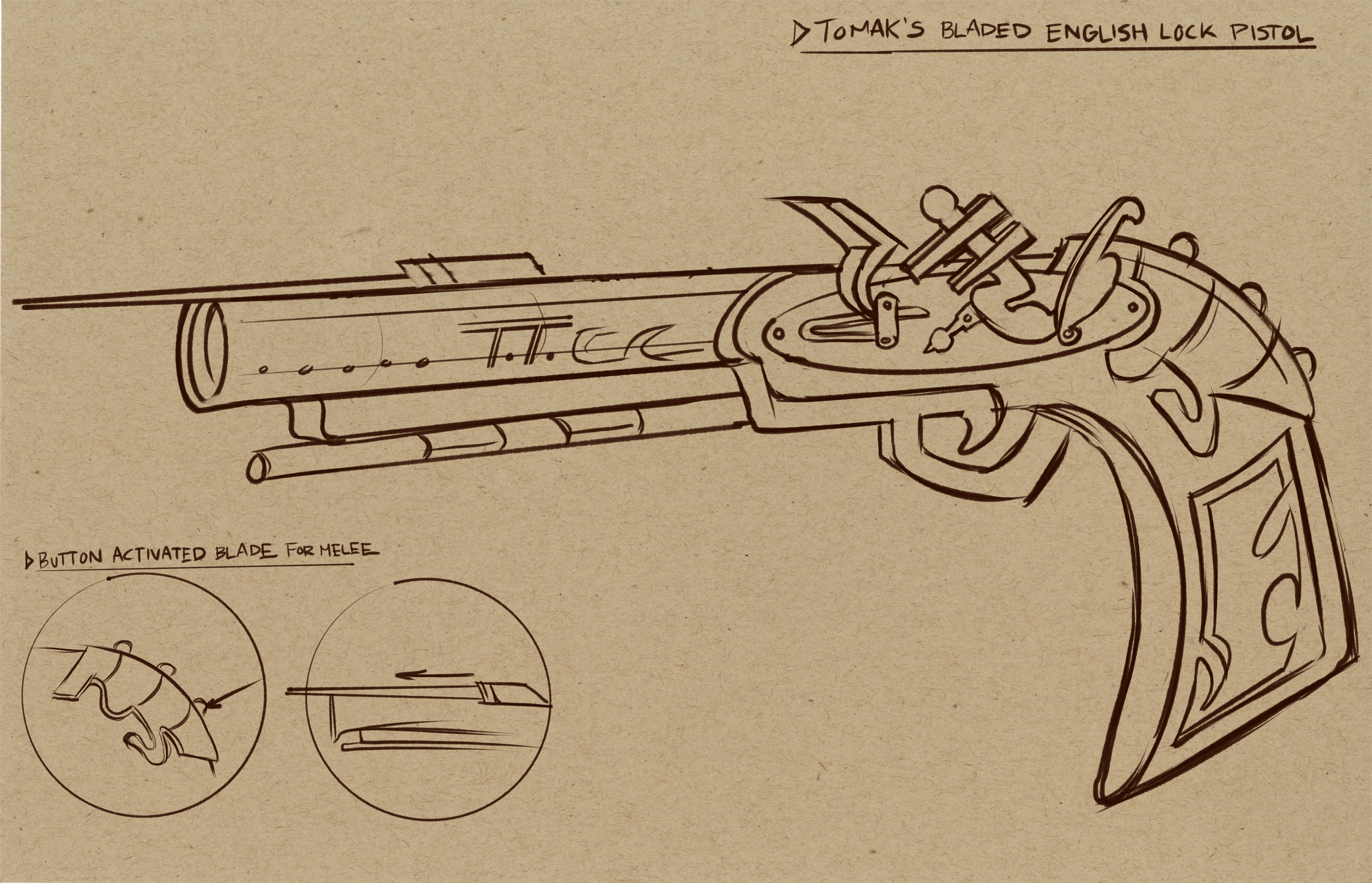 English Lock Pistol Sketch, 2026