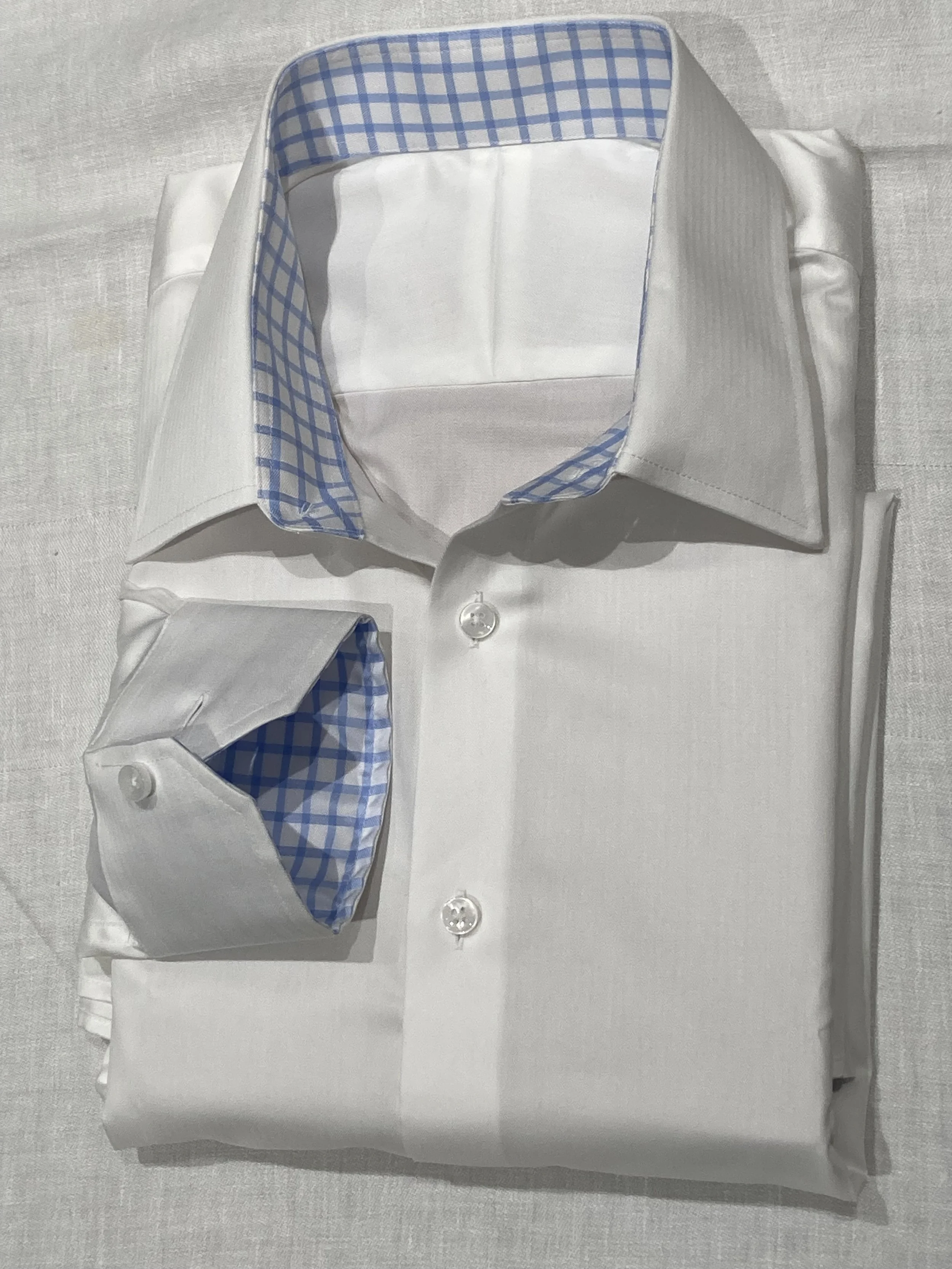 White narrow herringbone shirt