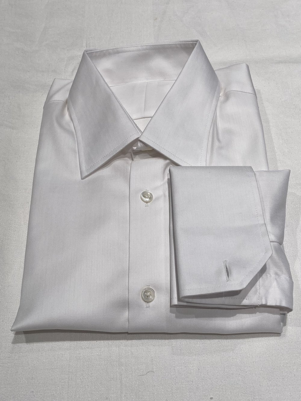 Herringbone dress shirt with French cuffs