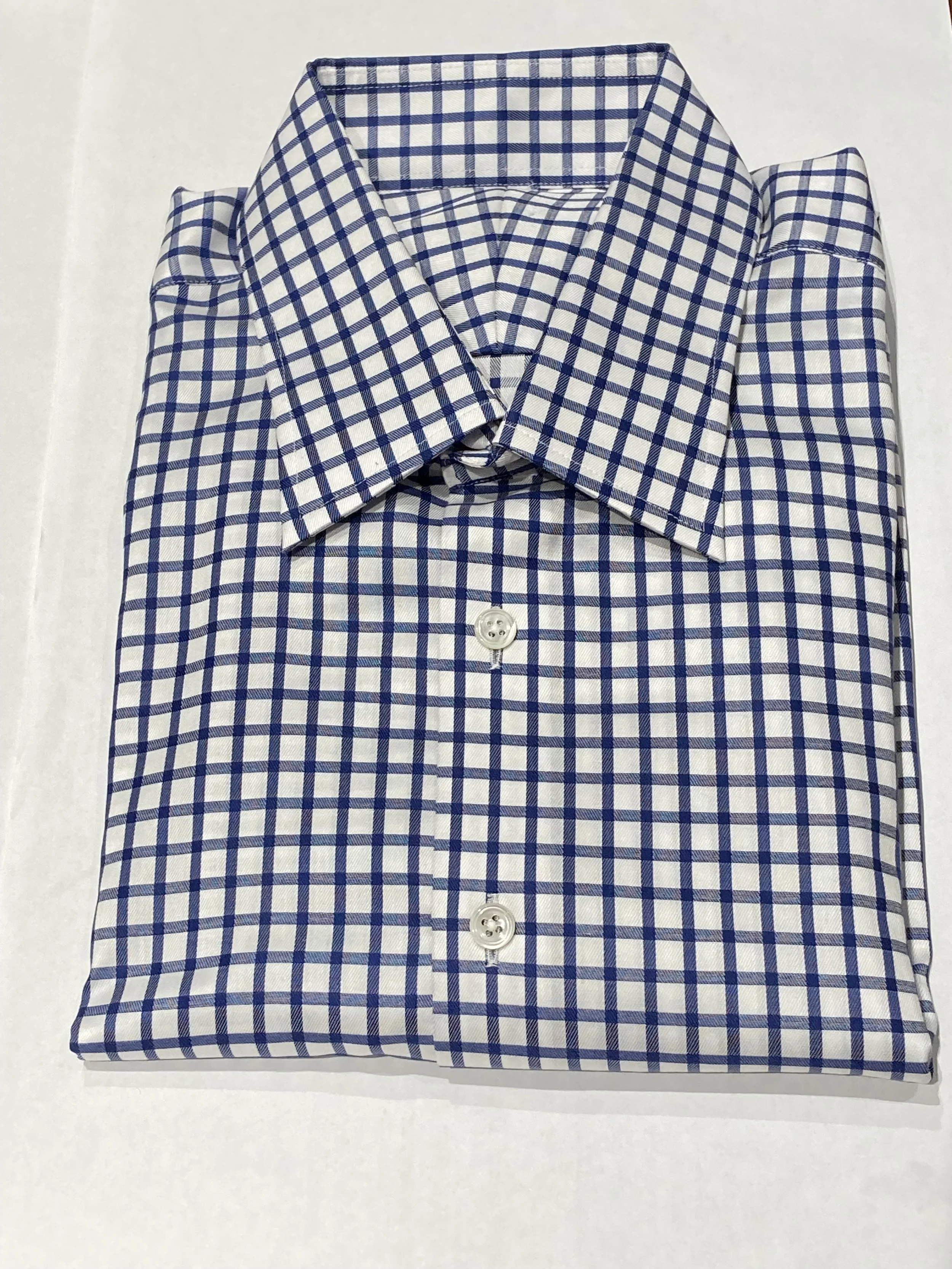 Navy Check Cocktail Cuff Shirt