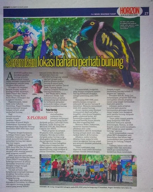 Seremban Birds Expedition 2019 Joint Collaboration with NEST