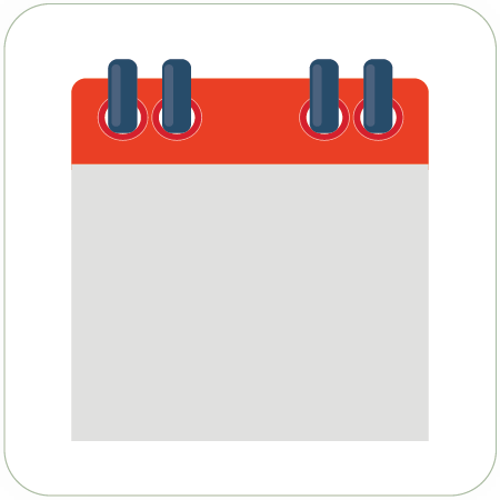 A blank calendar page with a red header and three metal rings at the top symbolizing the creation of an action plan