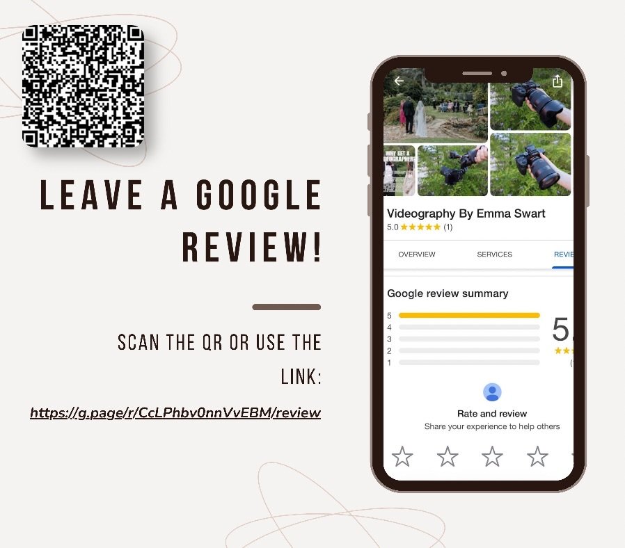 A little favour from me to you 🤍🎥

If I&rsquo;ve had the pleasure of capturing your wedding, elopement, property or special moments, I&rsquo;d absolutely love if you could leave a Google review!

Your kind words help support my little business, bui