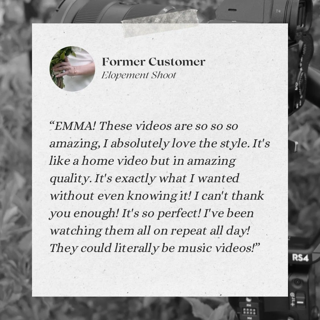 Still not over this message 🤍

My goal is always to create films that feel like your memories&hellip; just a little more cinematic ✨

If you&rsquo;re curious about what it&rsquo;s like to work together, I&rsquo;ve shared more kind words from past co
