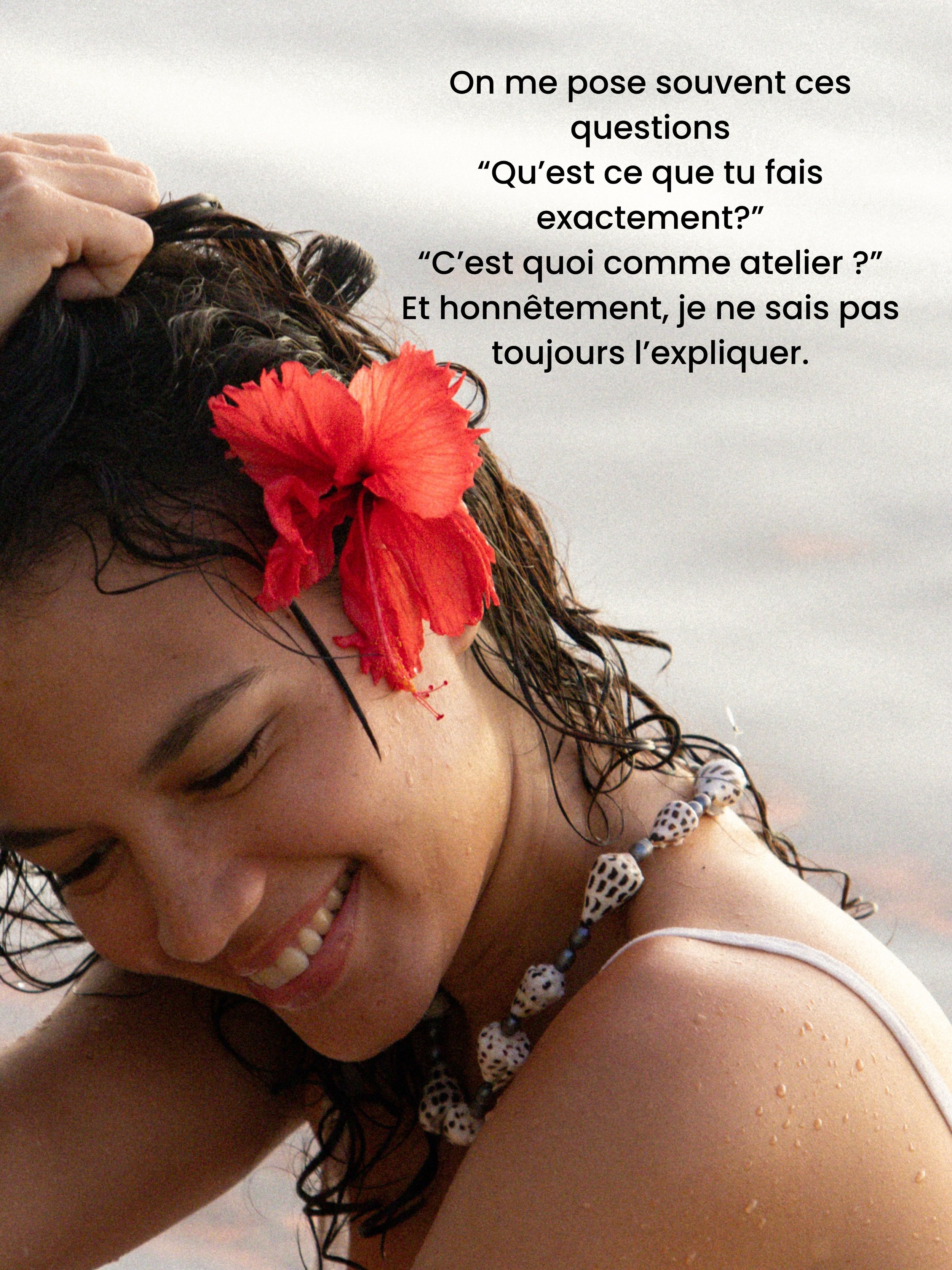 Prendre ce rendez-vous avec soi et ne plus jamais faire sans soi.
Tout &ccedil;a c&rsquo;est cr&eacute;&eacute; &agrave; partir de tout ce que j&rsquo;ai v&eacute;cu, en tant que jeune fille et jeune femme, et ce qui m&rsquo;a vraiment aid&eacute;e d