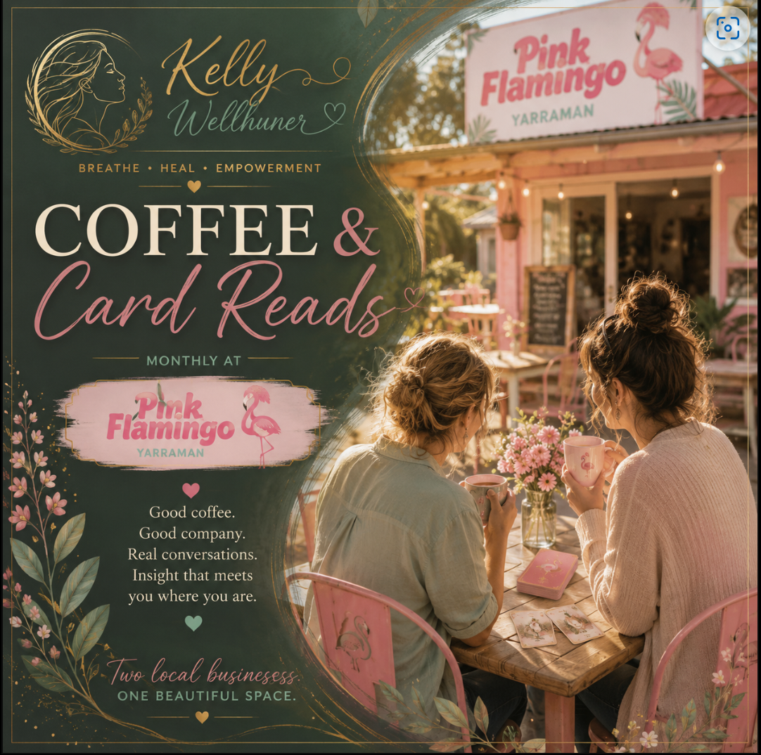Coffee & Card Reads Pink Flamingo Yarraman.