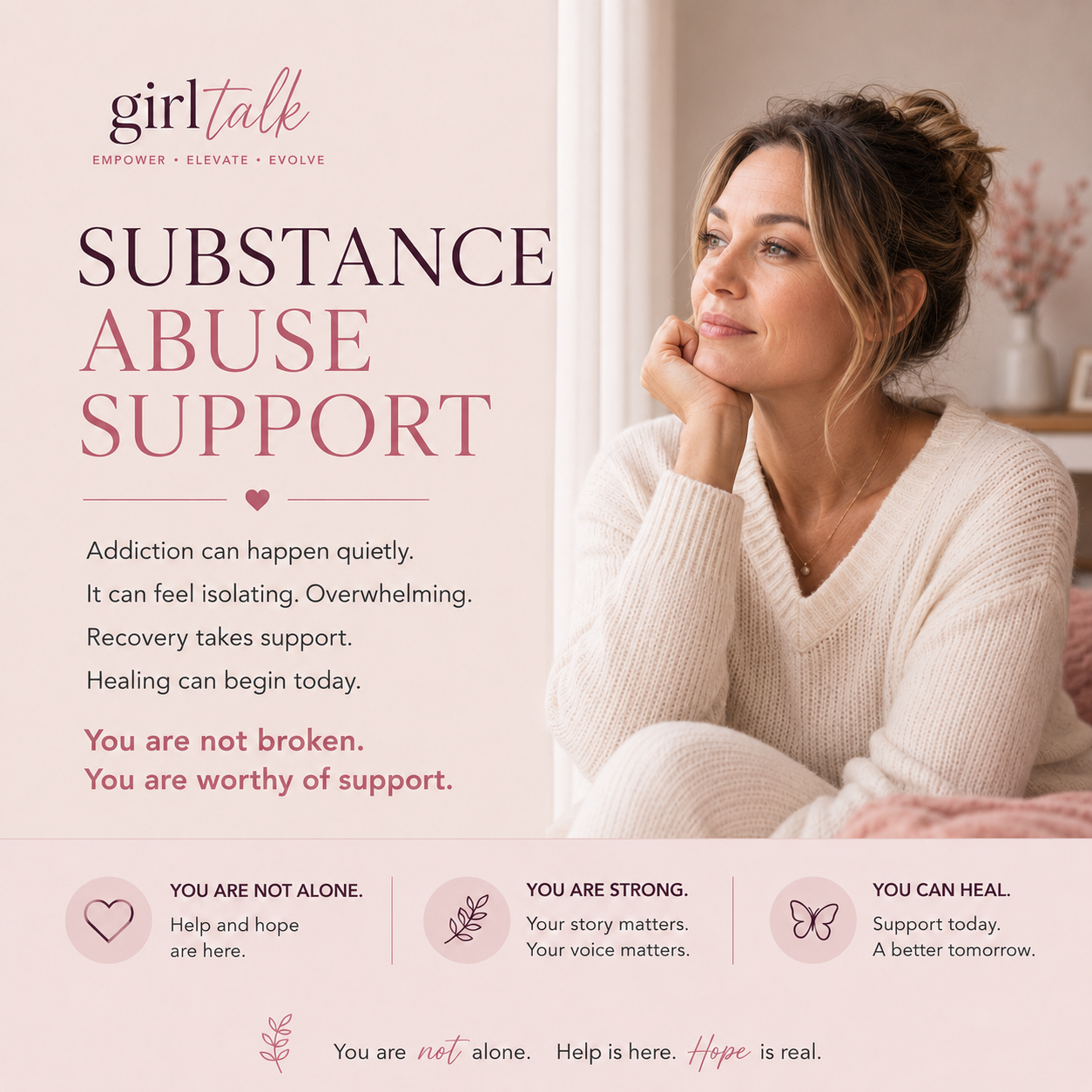Substance Abuse Support — addiction can feel isolating and overwhelming. Recovery takes support, and healing can begin today