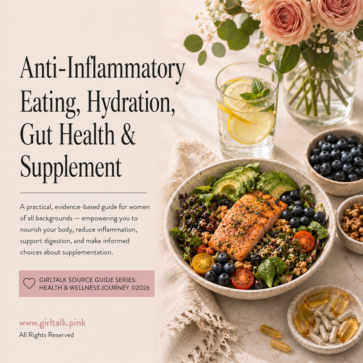 Anti-Inflammatory Eating, Hydration, Gut Health & Supplements — a Girltalk guide to nourishing foods, hydration, digestive wellness, and making informed choices about supplements