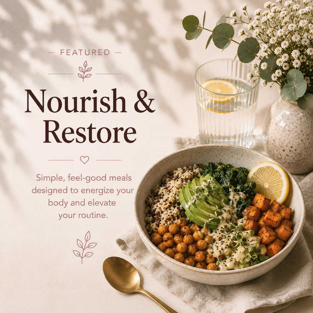Nourish & Restore — simple, feel-good meals designed to energize your body and elevate your routine