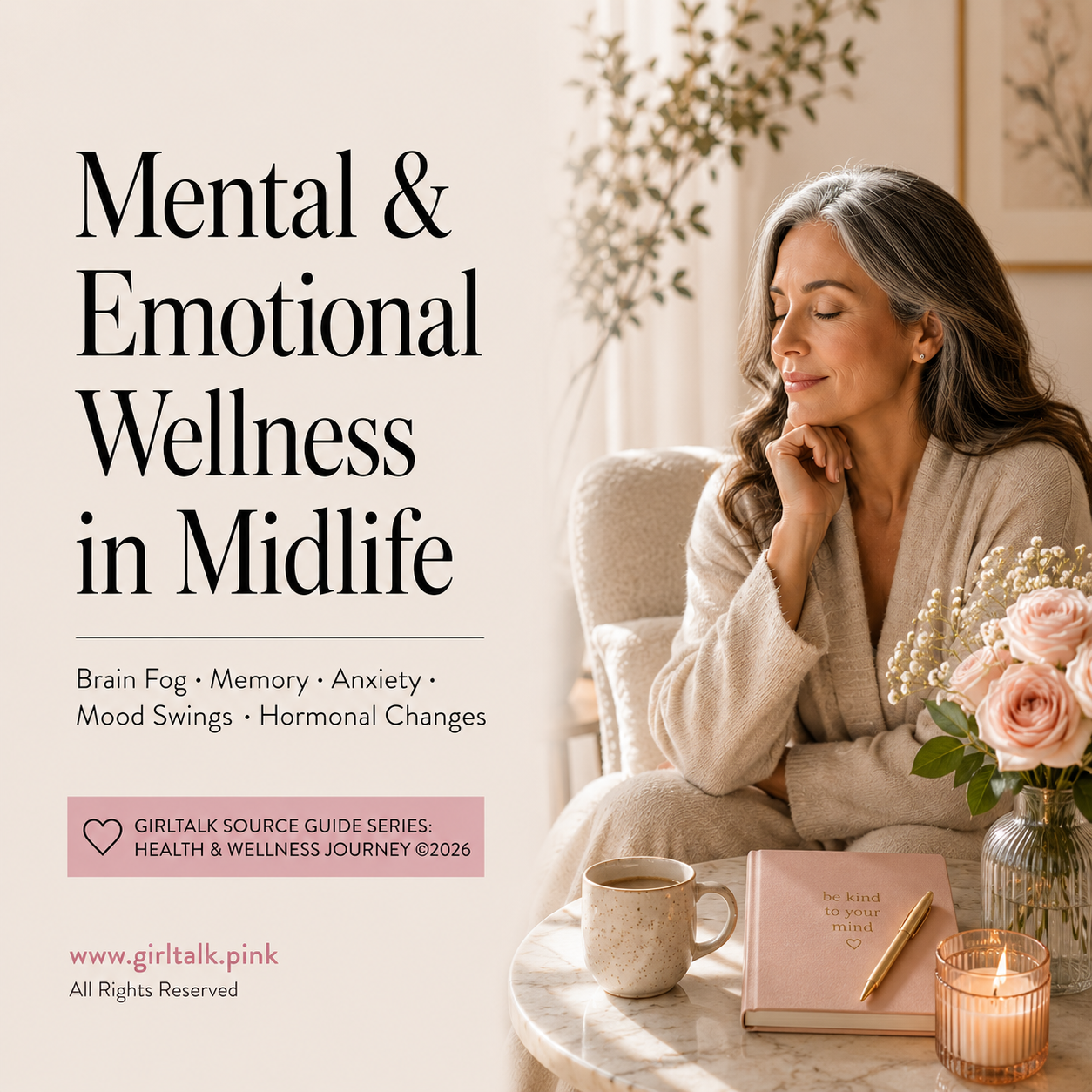 Mental & Emotional Wellness in Midlife — a Girltalk guide to brain fog, memory changes, anxiety, mood swings, hormonal shifts, and emotional well-being during midlife