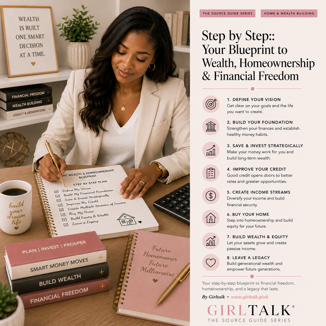 Step by Step: Your Blueprint to Wealth, Homeownership & Financial Freedom — a guide to building financial foundations, investing, improving credit, creating income, buying a home, and building lasting wealth