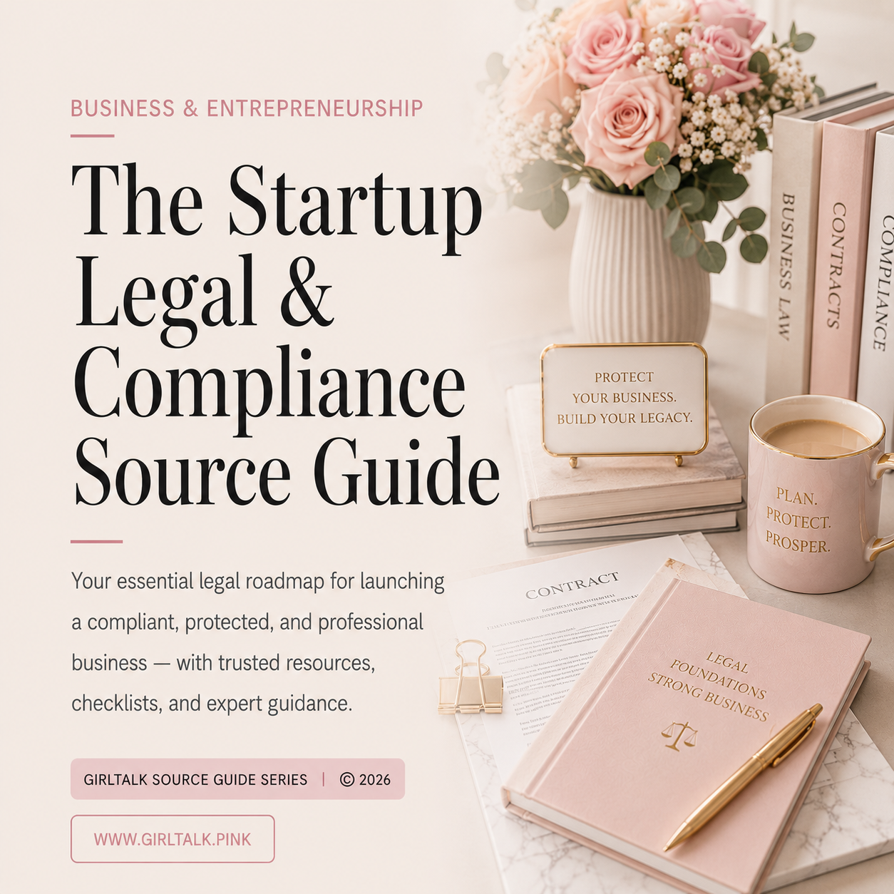 The Startup Legal & Compliance Source Guide — learn the legal essentials for starting, protecting, and growing a business, including structure, contracts, intellectual property, privacy, licenses, and compliance