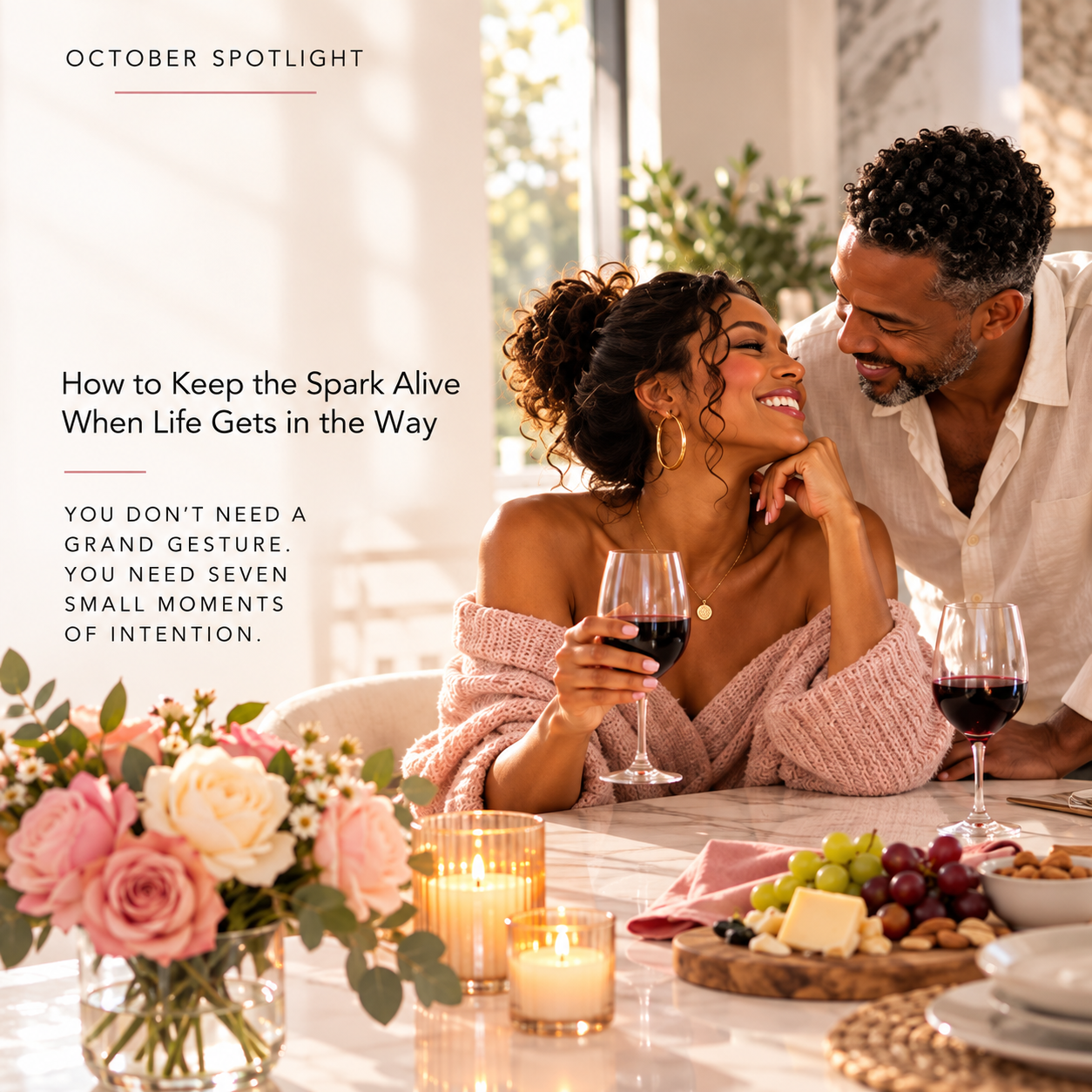Black couple sharing a warm, intimate moment at home for the Modern Woman 7-Day Reconnect Challenge.