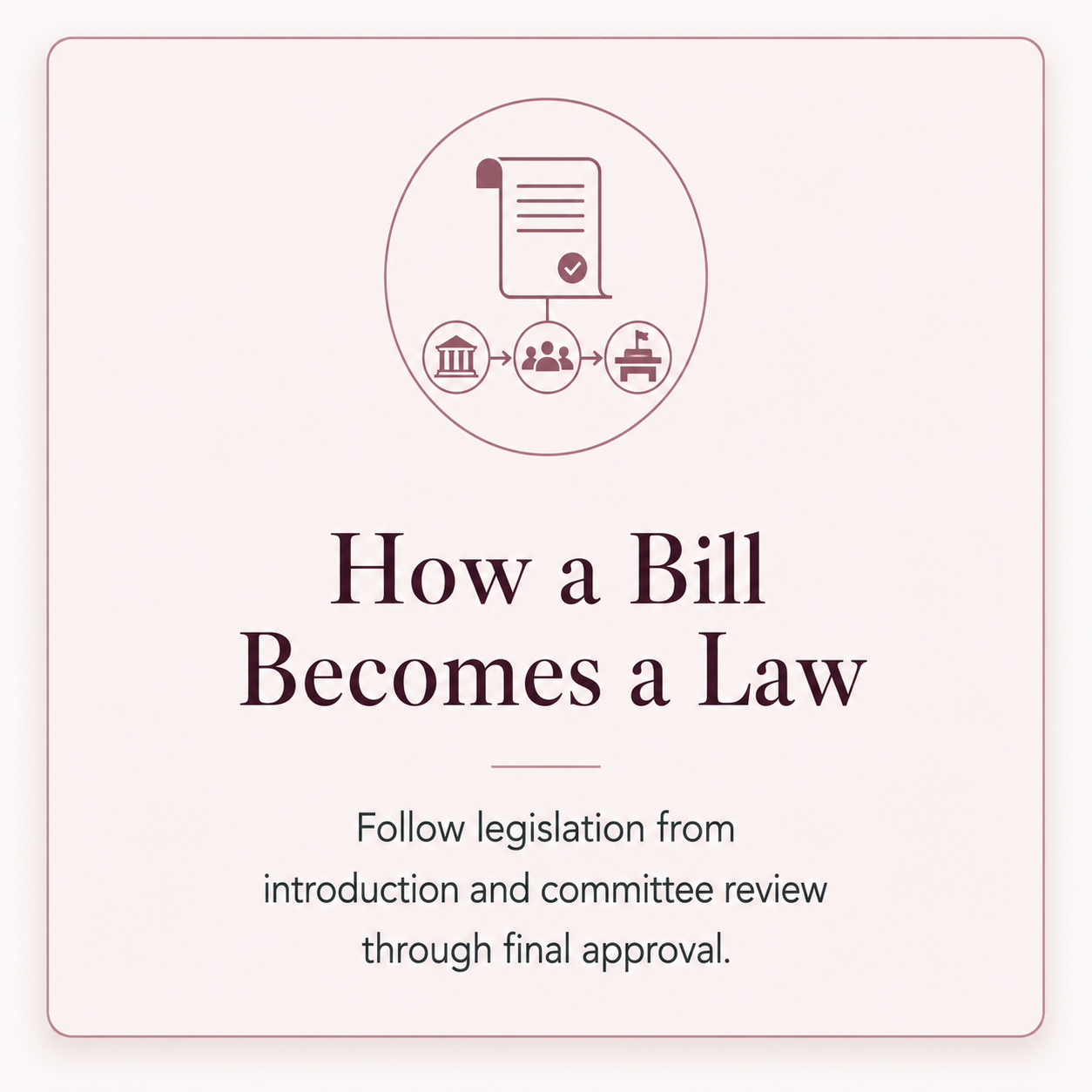How a Bill Becomes a Law — follow legislation from introduction and committee review through final approval