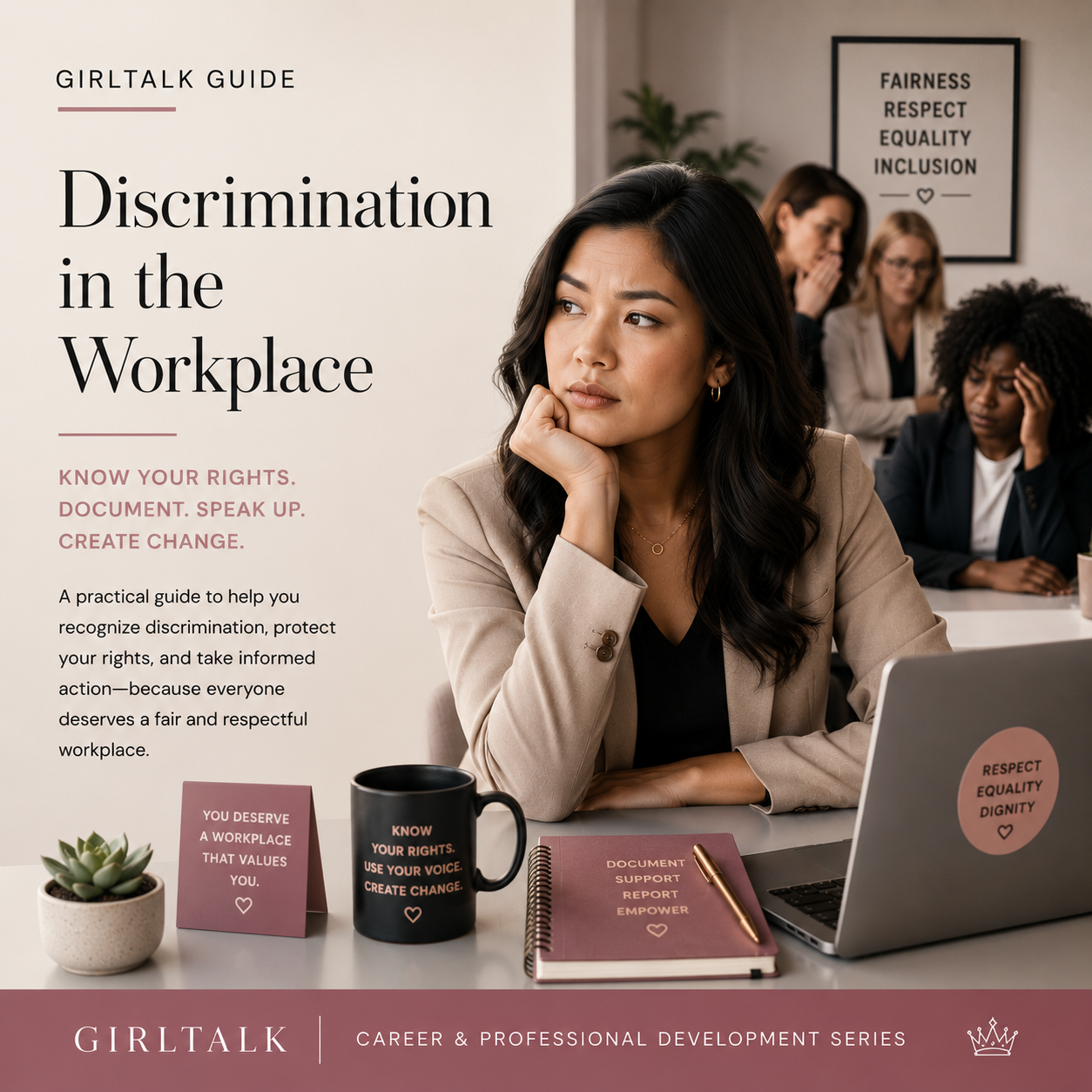 Discrimination in the Workplace — information about unfair treatment, exclusion, harassment, and equal opportunity, with a message of support and respect
