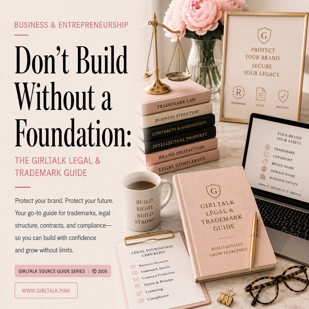 Don’t Build Without a Foundation — a legal and trademark guide covering business structure, trademark protection, contracts, licensing, policies, and compliance for entrepreneurs