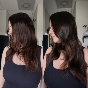 Side-by-side of extensions for natural wavy hair