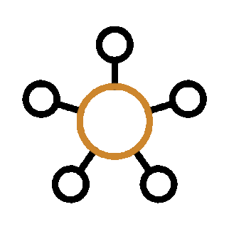 Diagram of the carbon atom with a central nucleus and six electrons orbiting in two shells.